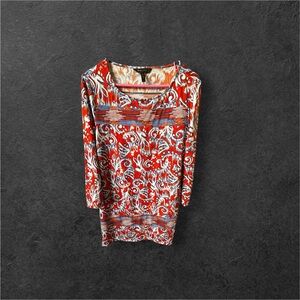 BCBGMaxAzria Red and White Patterned mini Dress Size medium